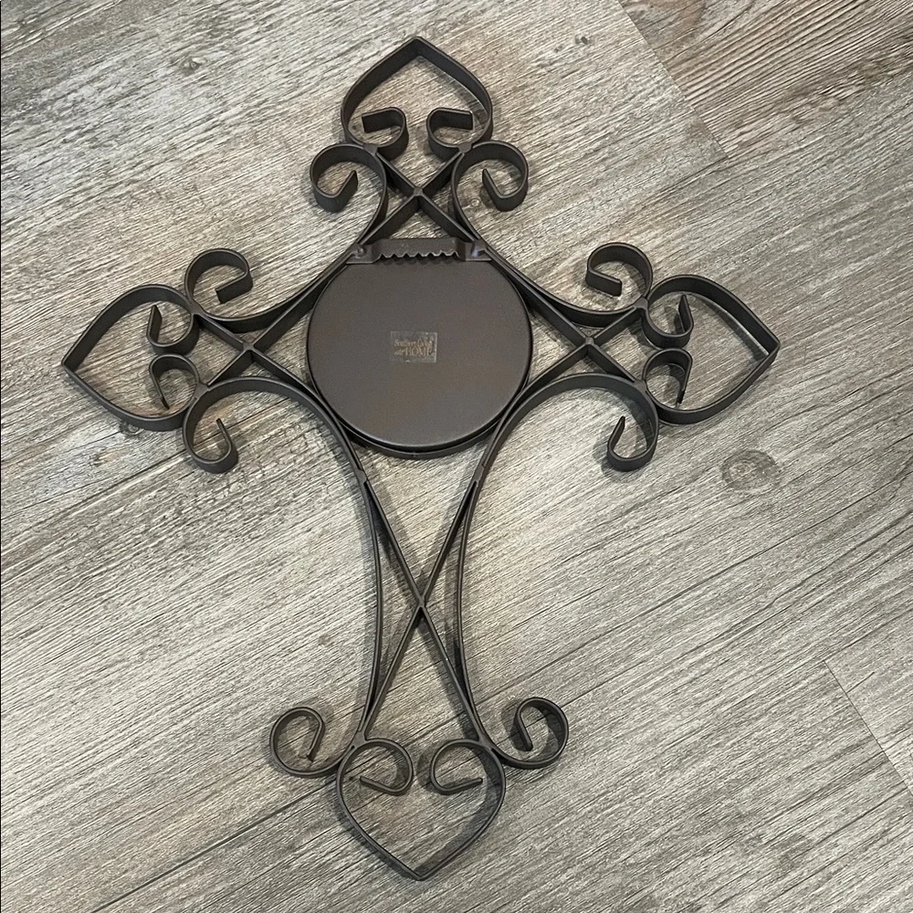 Southern Living Iron Ceramic Floral Wall Cross